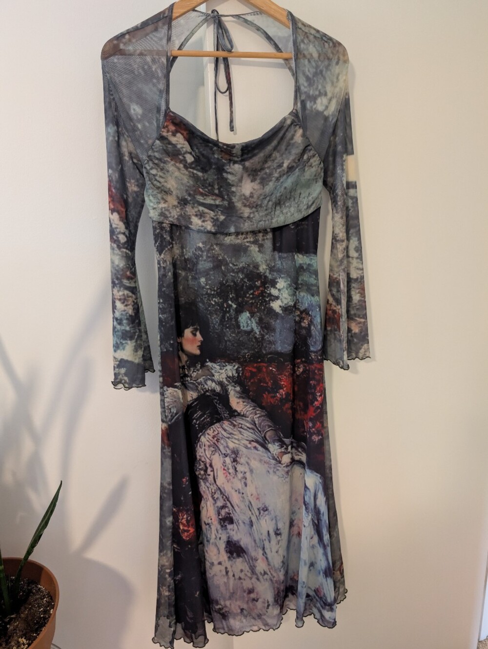 Cider Halter Midi Dress Impressionist Painting Size XL - Picture 1 of 12